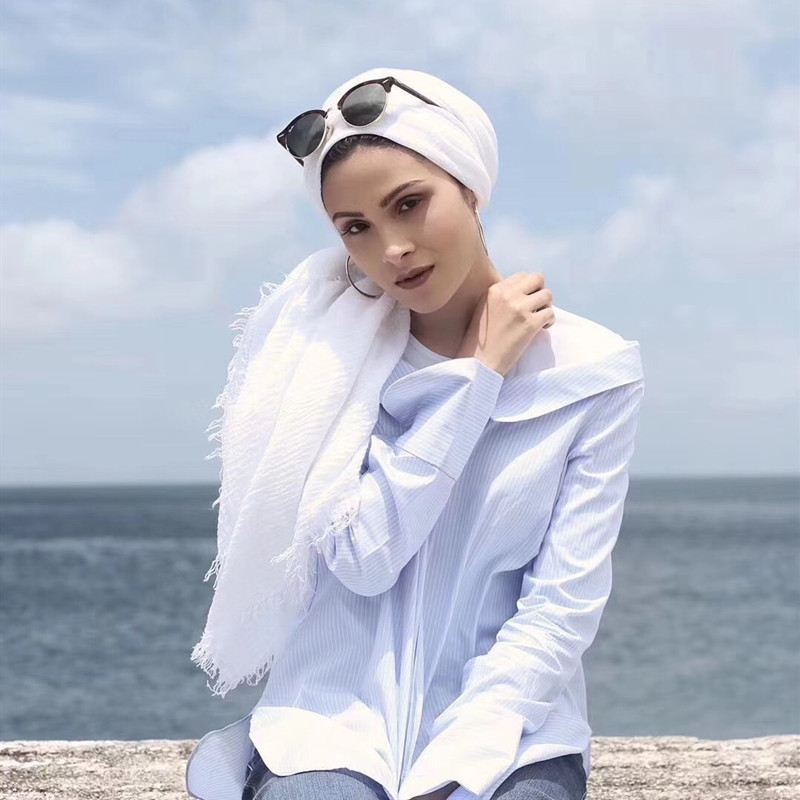 Bubble plain Scarf / cotton scarf fringes women soft solid hijab popular muffler shawls big Pashmina wrap hijab — photo 4