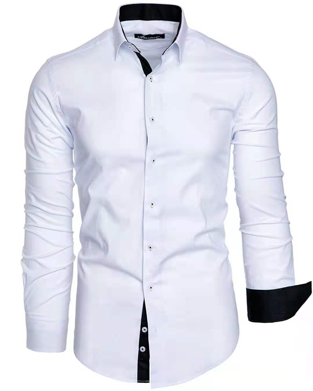 Casual Contrast Colored Tiansi Long Sleeved Men's Casual Shirt — photo 3