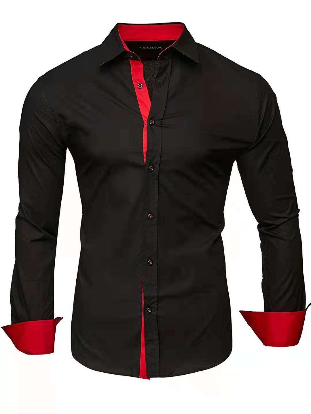 Casual Contrast Colored Tiansi Long Sleeved Men's Casual Shirt — photo 4