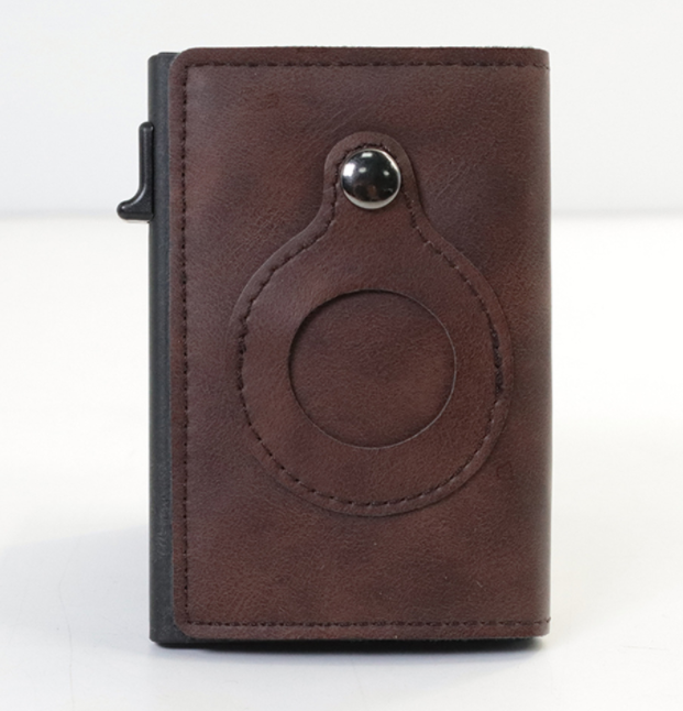 AirTag Wallet Anti Theft Bullet Card Bag Multi-functional Rfid Card Holder Men's Leather Slim Wallets For Airtag Air Tag — photo 3