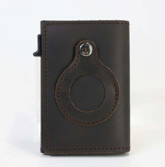 AirTag Wallet Anti Theft Bullet Card Bag Multi-functional Rfid Card Holder Men's Leather Slim Wallets For Airtag Air Tag — photo 12