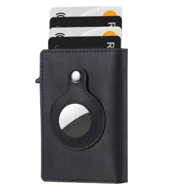 AirTag Wallet Anti Theft Bullet Card Bag Multi-functional Rfid Card Holder Men's Leather Slim Wallets For Airtag Air Tag — photo 5