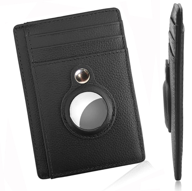 AirTag Wallet Anti Theft Bullet Card Bag Multi-functional Rfid Card Holder Men's Leather Slim Wallets For Airtag Air Tag — photo 11