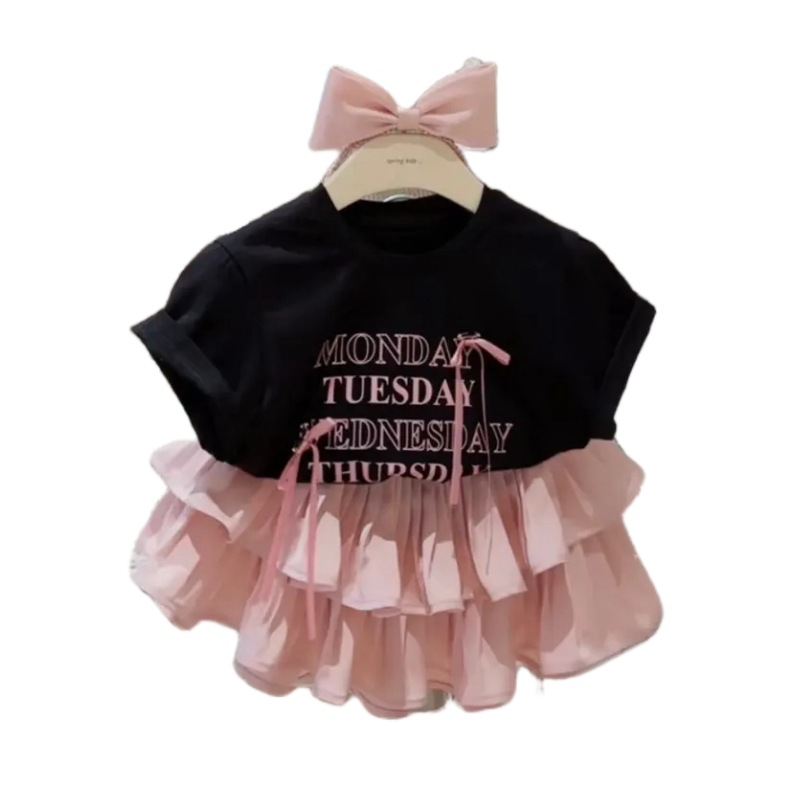 Girls' Pleated Skirt Western Style Letter T-shirt Two-piece Suit — photo 12