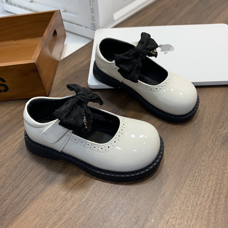 2026 Spring New Kids Leather Shoes, Stylish Black Bow Princess Mary Jane Flat Shoes For Girls — photo 3