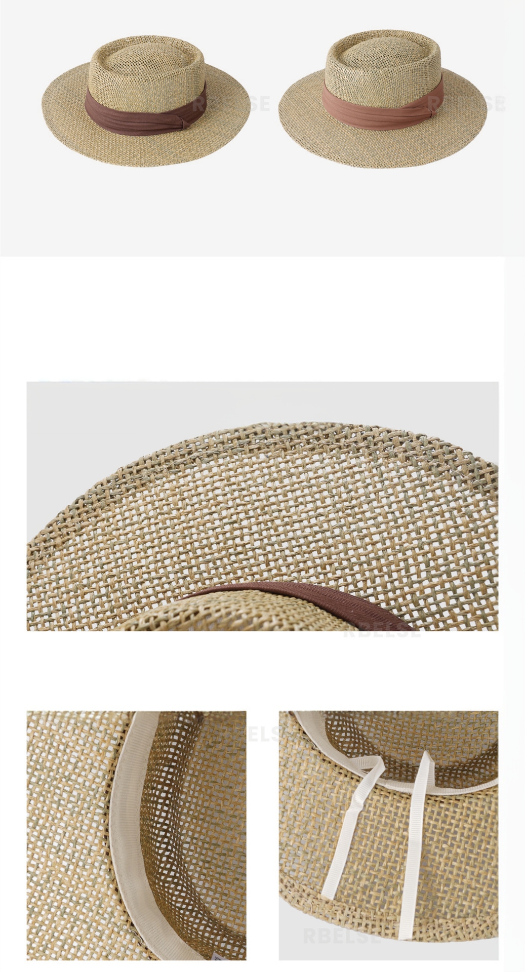 Women's Old Money Style Hollow Flat-top Straw Hat, Summer Versatile Sun Hat For Vacation, Beach & Seaside Sun Protection Straw Fedora — photo 3