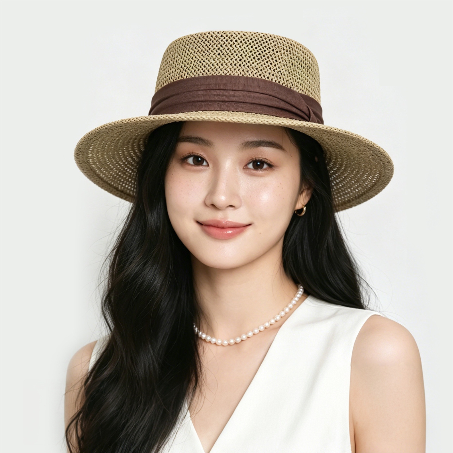 Women's Old Money Style Hollow Flat-top Straw Hat, Summer Versatile Sun Hat For Vacation, Beach & Seaside Sun Protection Straw Fedora — photo 5