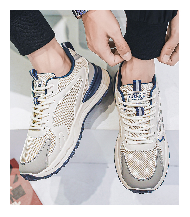 New Men's Breathable Mesh Sports Shoes, Korean Trendy Versatile Thick Sole Casual Dad Sneakers, Fashion Footwear For Men — photo 3