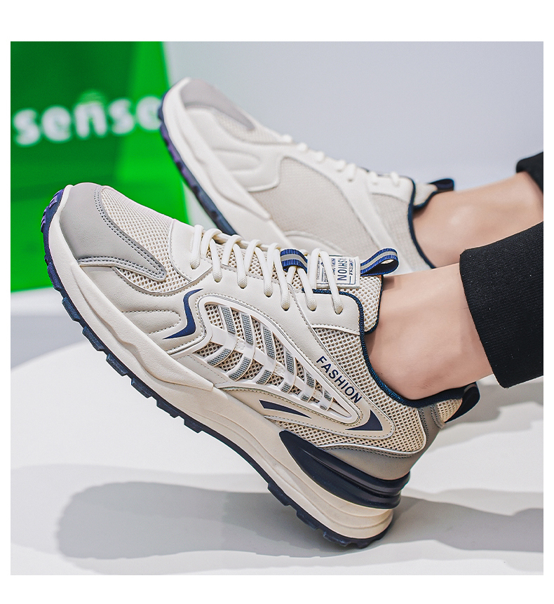 New Men's Breathable Mesh Sports Shoes, Korean Trendy Versatile Thick Sole Casual Dad Sneakers, Fashion Footwear For Men — photo 4