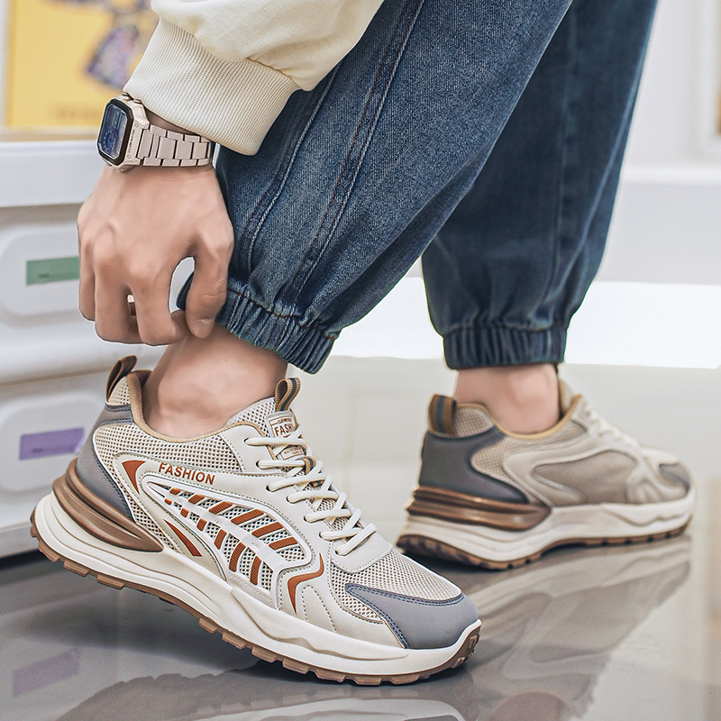 New Men's Breathable Mesh Sports Shoes, Korean Trendy Versatile Thick Sole Casual Dad Sneakers, Fashion Footwear For Men — photo 6