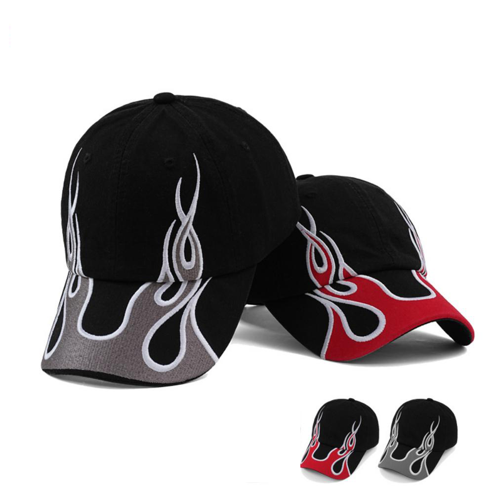 American-style Color-matched Flame Baseball Cap, Retro Washed Soft Top Baseball Cap, Men's And Women's Street Fashion Casual Hat — photo 4