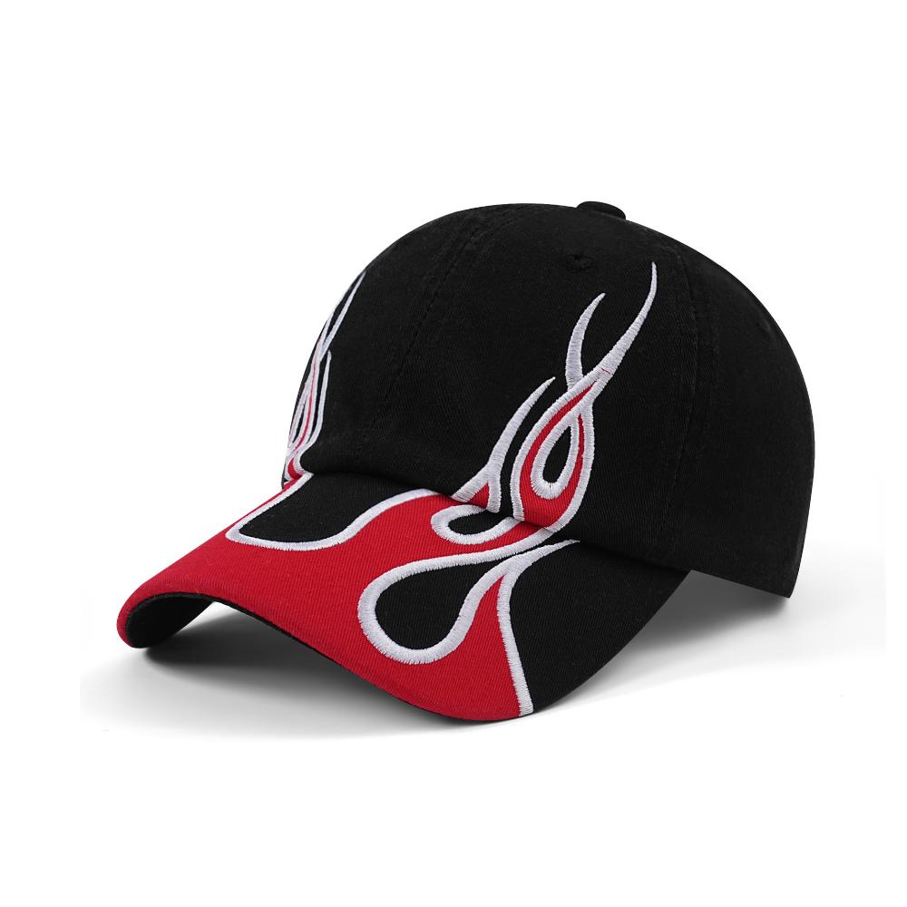 American-style Color-matched Flame Baseball Cap, Retro Washed Soft Top Baseball Cap, Men's And Women's Street Fashion Casual Hat — photo 6