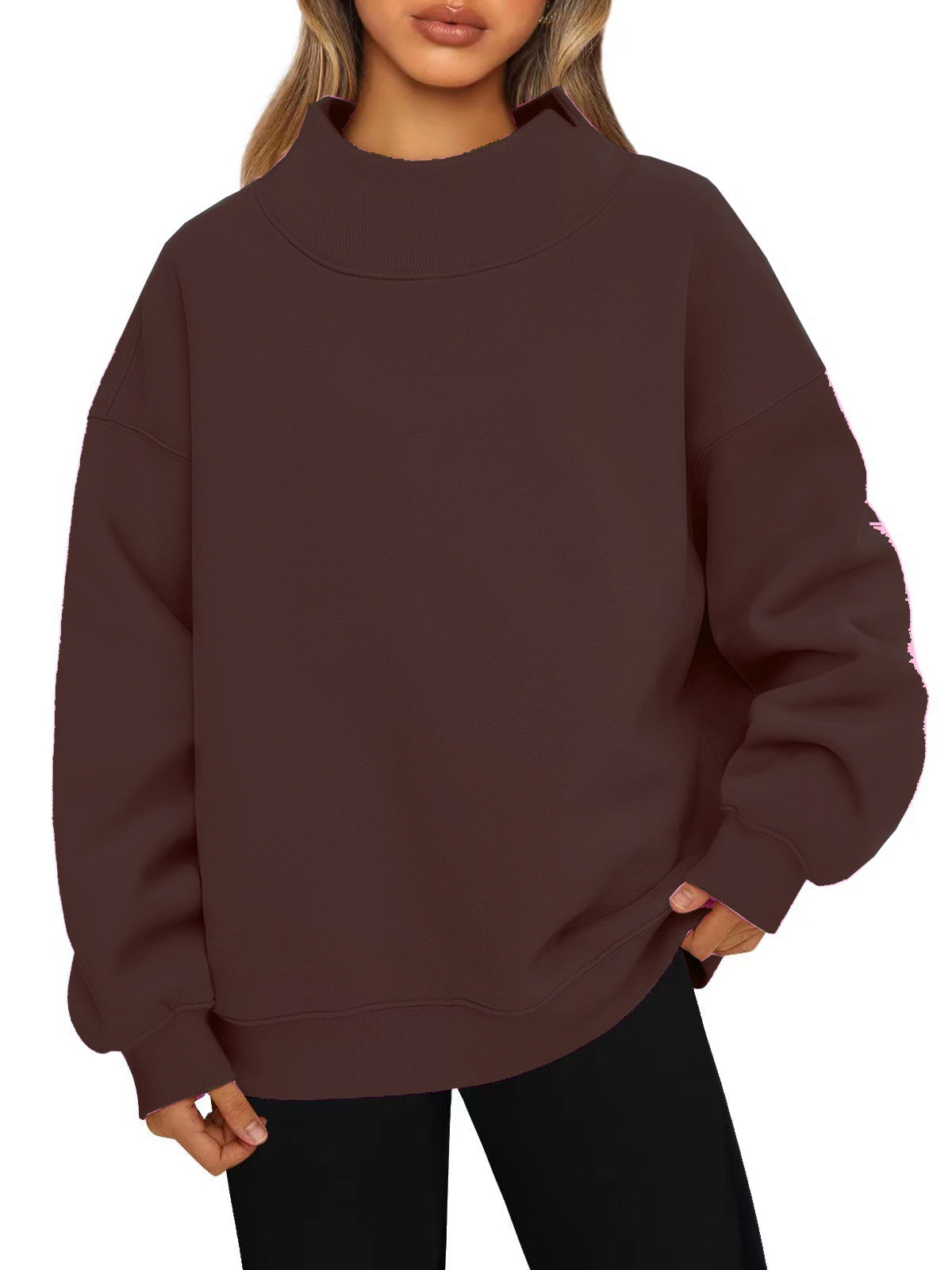 Amazon 2026 European And American Style Sweatshirt Long-Sleeved High-Neck Pullover Sweatshirt Casual Sweatshirt Fleece-Lined Top For Women — photo 12