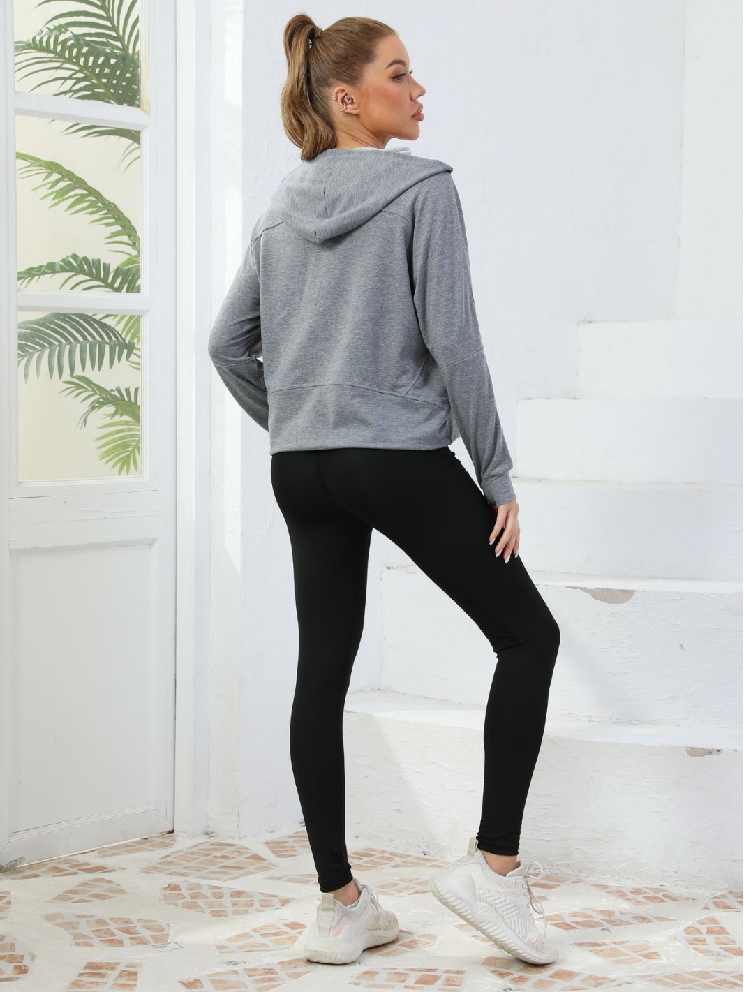 Cross-Border Spring And Summer New Half-Zip Sweatshirt Women's Hoodie Loose Trendy Pure Cotton Casual Hooded Fitness Wear Yoga Trend — photo 3