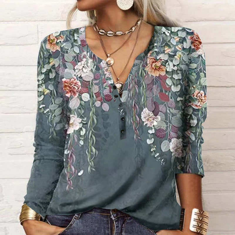 2026 Autumn Winter New Women's Long Sleeve Printed Fashion Versatile Long Sleeve T-shirt From Europe And America — photo 4