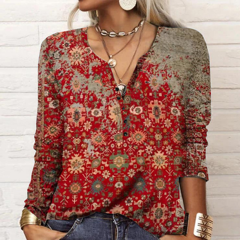 2026 Autumn Winter New Women's Long Sleeve Printed Fashion Versatile Long Sleeve T-shirt From Europe And America — photo 6