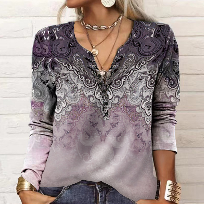2026 Autumn Winter New Women's Long Sleeve Printed Fashion Versatile Long Sleeve T-shirt From Europe And America — photo 7