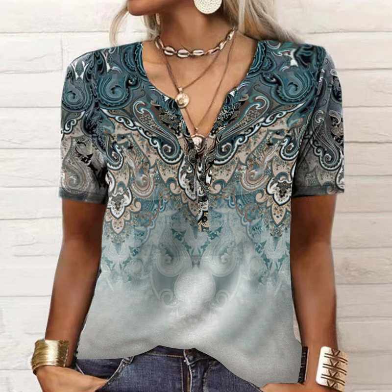 2026 Spring Summer European And American New Women's Short Sleeved Printed Casual Fashion Versatile Short Sleeved T-shirt — photo 3