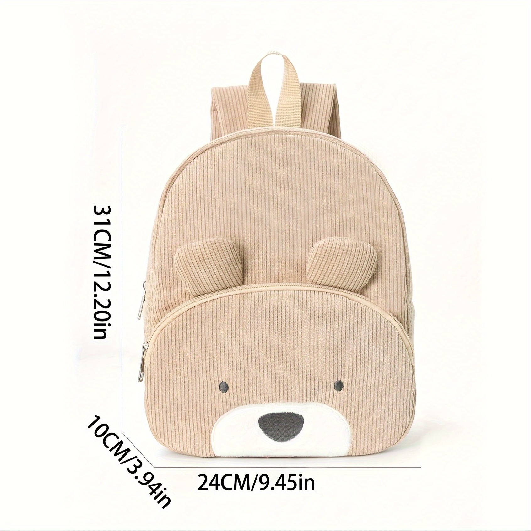 Cute Teddy Bear Backpack, Corduroy, Elementary School Backpack, Fashionable Casual Backpack, Cartoon Plush Bag-0936 P Ink Bear — photo 6