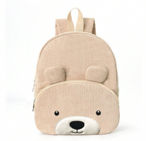 Cute Teddy Bear Backpack, Corduroy, Elementary School Backpack, Fashionable Casual Backpack, Cartoon Plush Bag-0936 Smiling Khaki Bear — photo 3