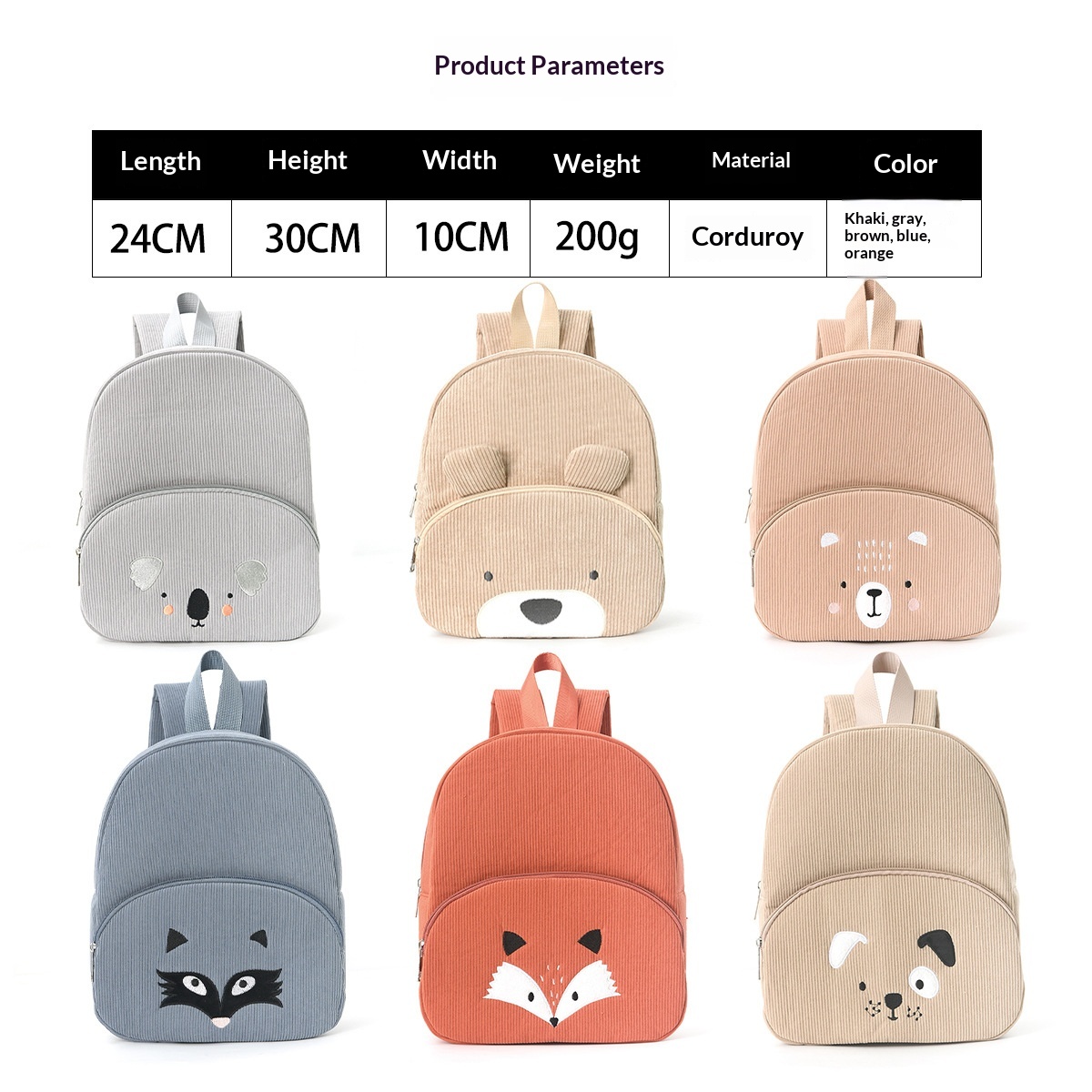 Cute Teddy Bear Backpack, Corduroy, Elementary School Backpack, Fashionable Casual Backpack, Cartoon Plush Bag-0936 Smiling Khaki Bear — photo 5