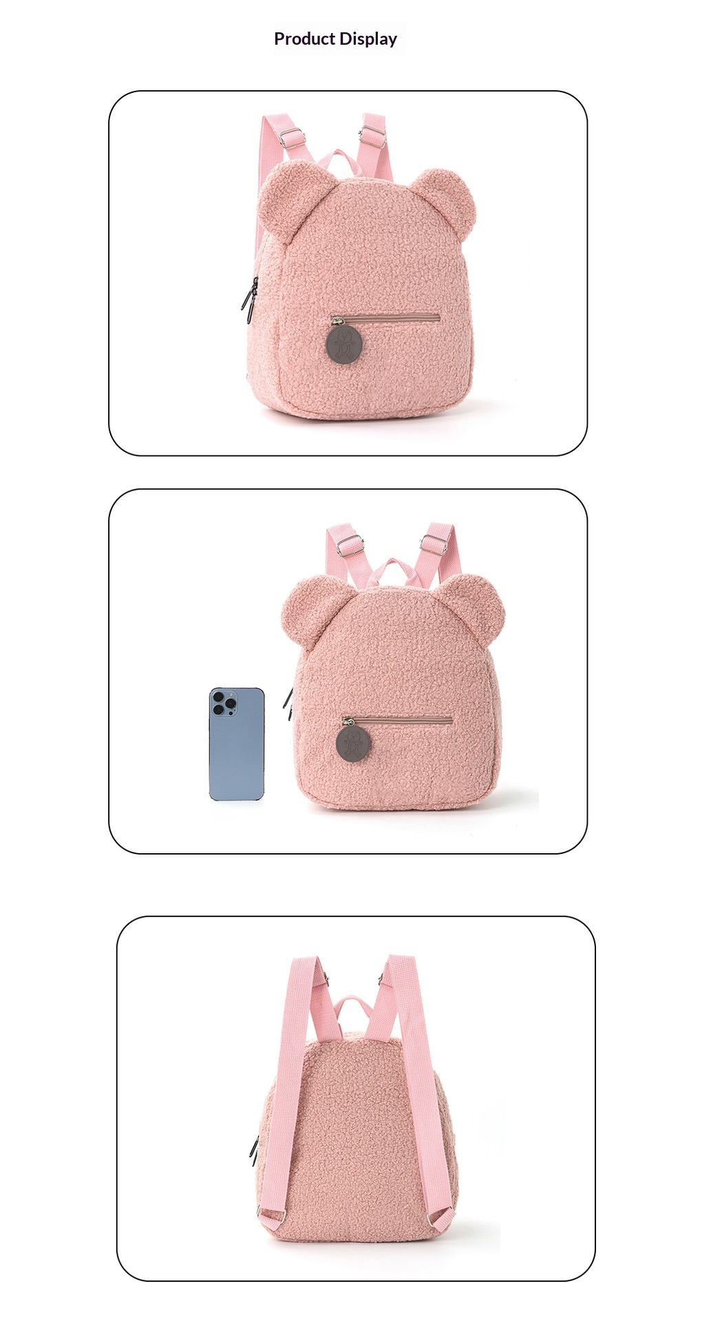 Plush Backpack 2025 New Popular Fashion Casual Ear Teddy Bear Backpack Cartoon Children's Backpack-1087 Blue — photo 3