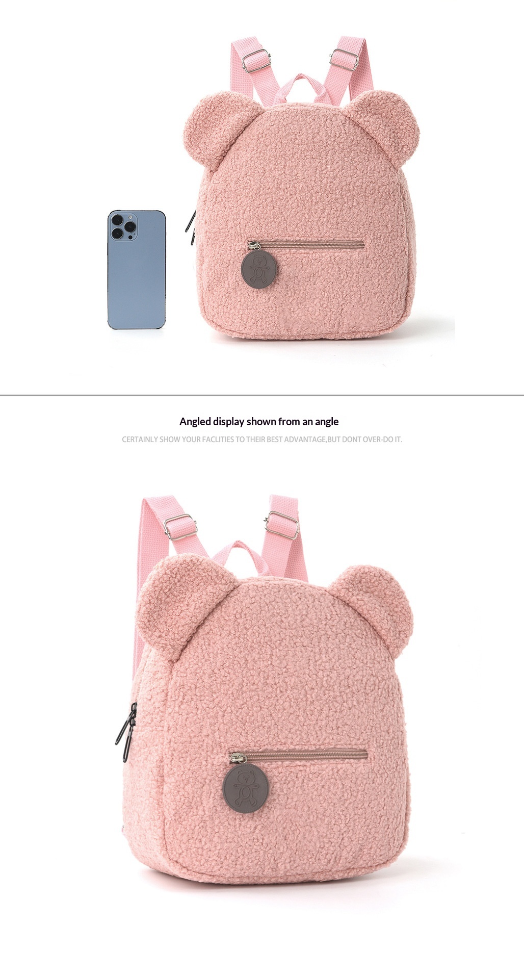 Plush Backpack 2025 New Popular Fashion Casual Ear Teddy Bear Backpack Cartoon Children's Backpack-1087 Blue — photo 5