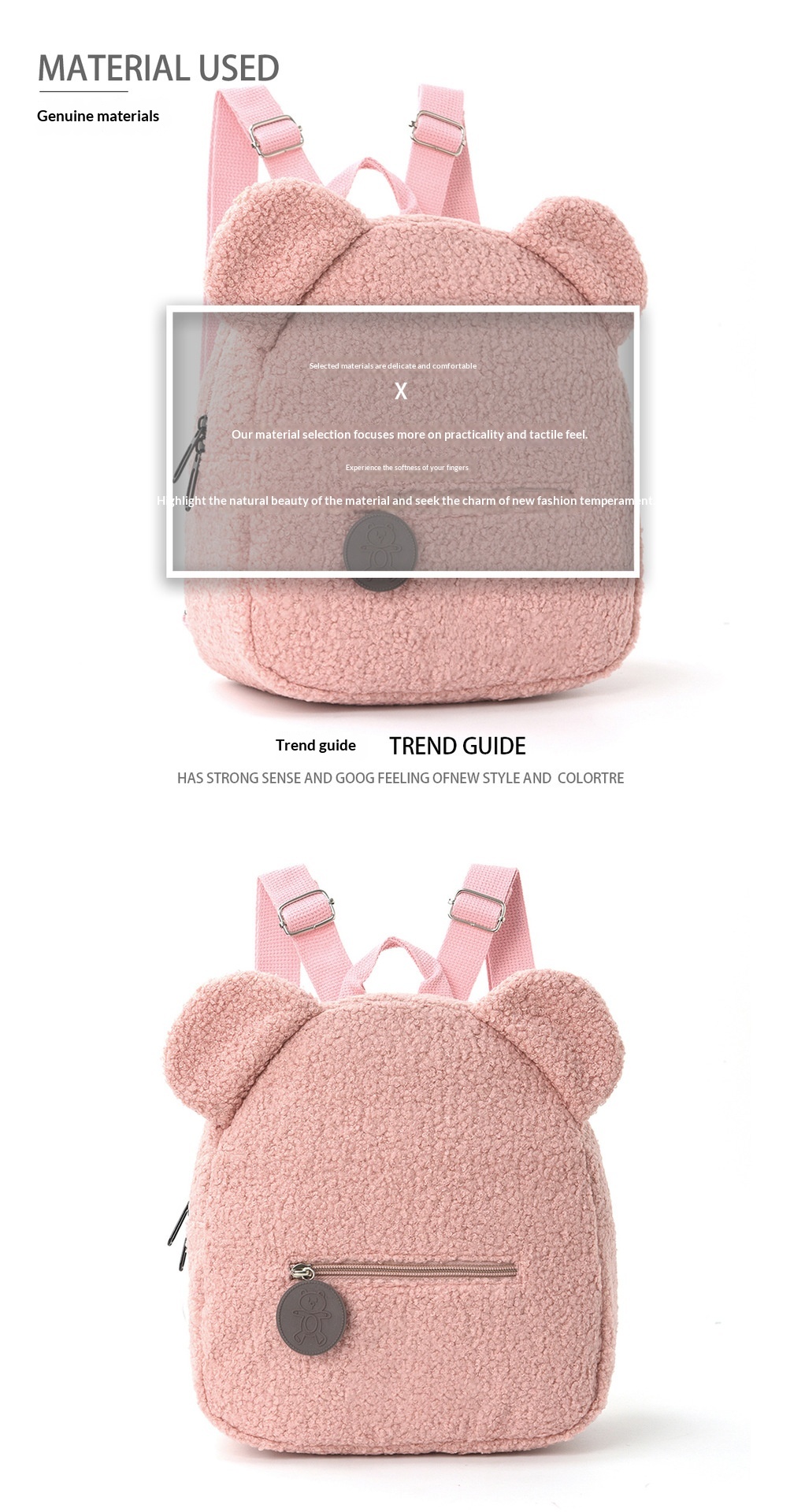 Plush Backpack 2025 New Popular Fashion Casual Ear Teddy Bear Backpack Cartoon Children's Backpack-1087 Blue — photo 7