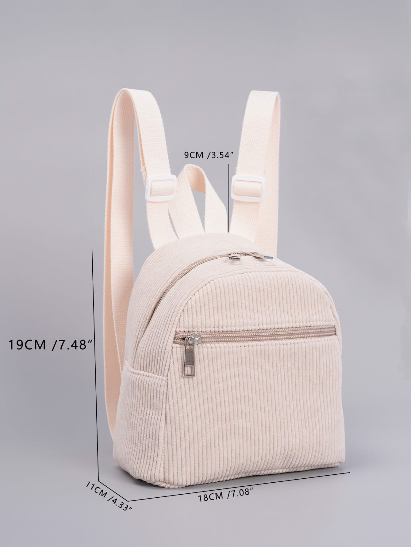 Backpack Mini Clear Color Multi Color Backpack Fashion Corduroy Backpack Simple Casual Men's And Women's Small Back-Backpack-0021 Corduroy Beige — photo 2