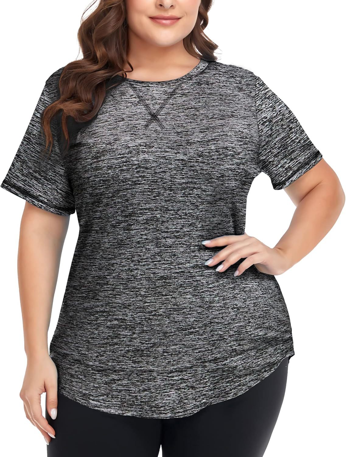 2026 Plus Size Women's Summer Sports Short Sleeve Breathable T Shirt Yoga & Fitness Quick Dry Cationic Top — photo 5
