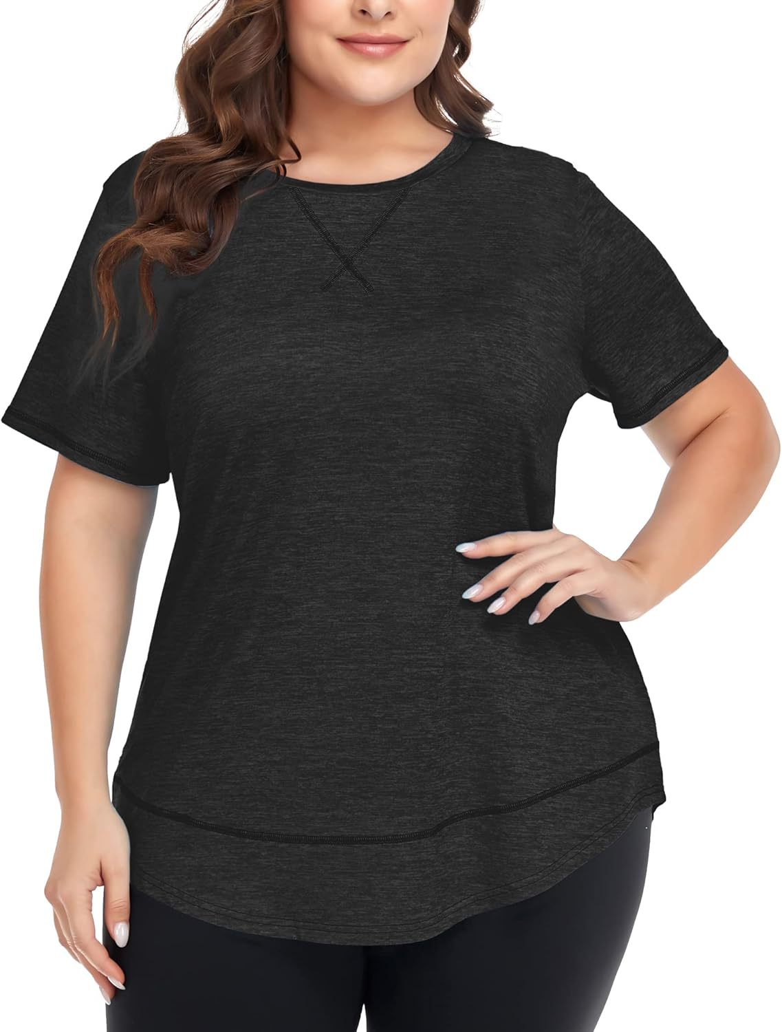 2026 Plus Size Women's Summer Sports Short Sleeve Breathable T Shirt Yoga & Fitness Quick Dry Cationic Top — photo 6