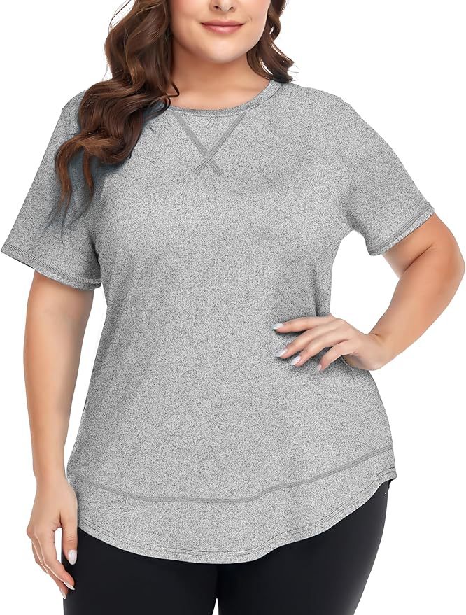 2026 Plus Size Women's Summer Sports Short Sleeve Breathable T Shirt Yoga & Fitness Quick Dry Cationic Top — photo 7