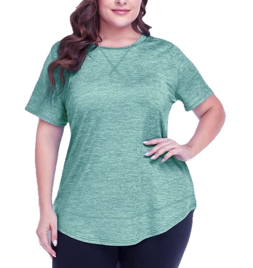 2026 Plus Size Women's Summer Sports Short Sleeve Breathable T Shirt Yoga & Fitness Quick Dry Cationic Top — photo 8