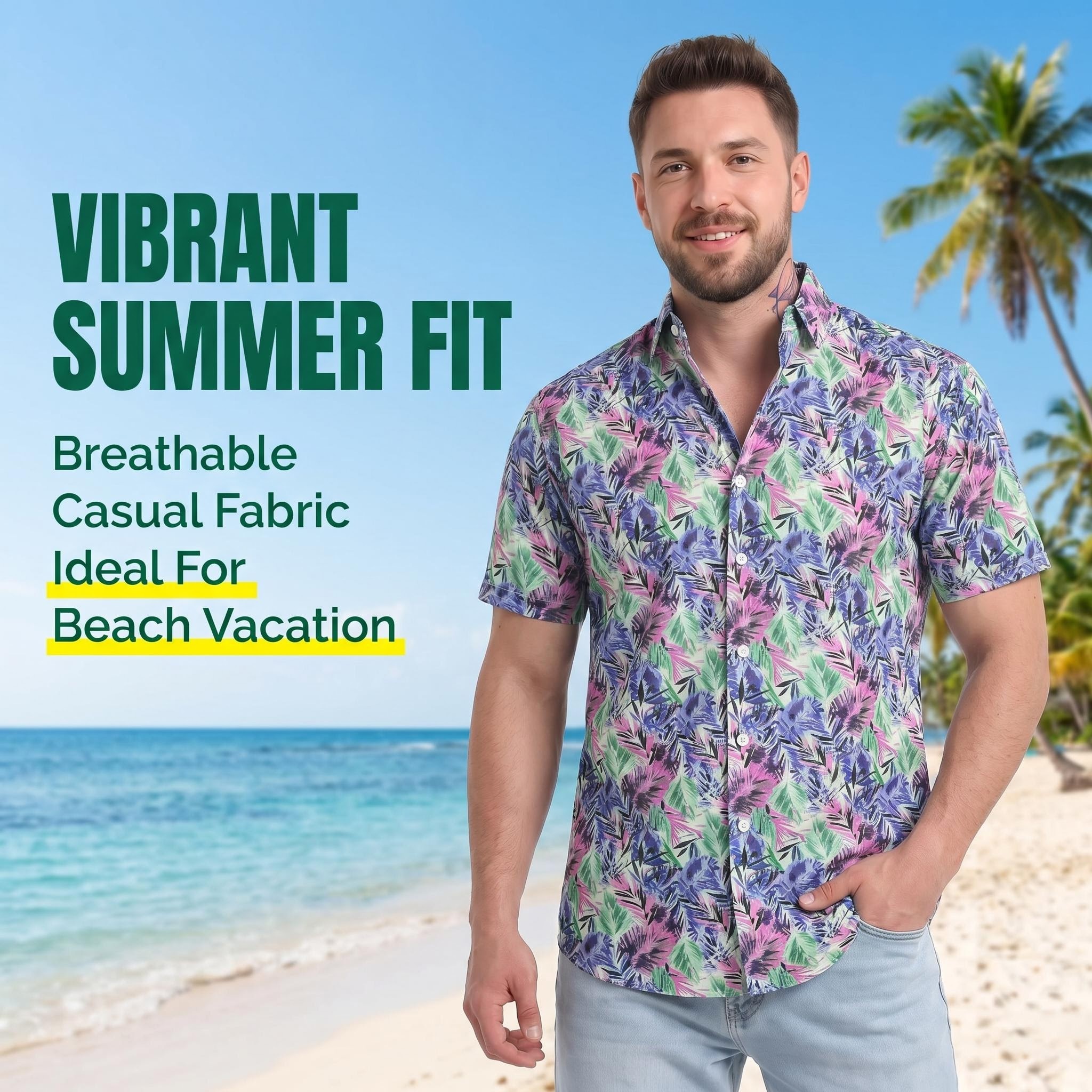 Jiana Cross-Border Specializes In Supplying European And American Style Hawaiian Beach Shirts For Men, Short-Sleeved, Stretchy, Wrinkle-Free, Cool-Feeling Men's Shirts And Cardigans