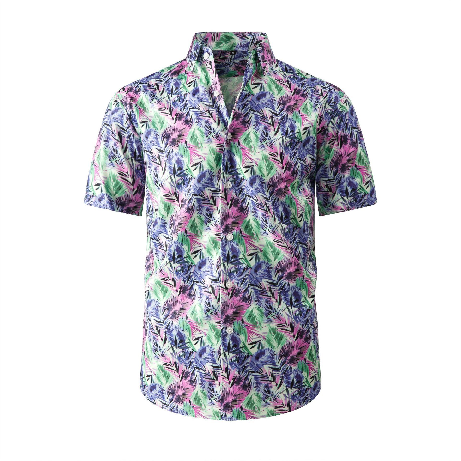 Jiana Cross-Border Specializes In Supplying European And American Style Hawaiian Beach Shirts For Men, Short-Sleeved, Stretchy, Wrinkle-Free, Cool-Feeling Men's Shirts And Cardigans — photo 3