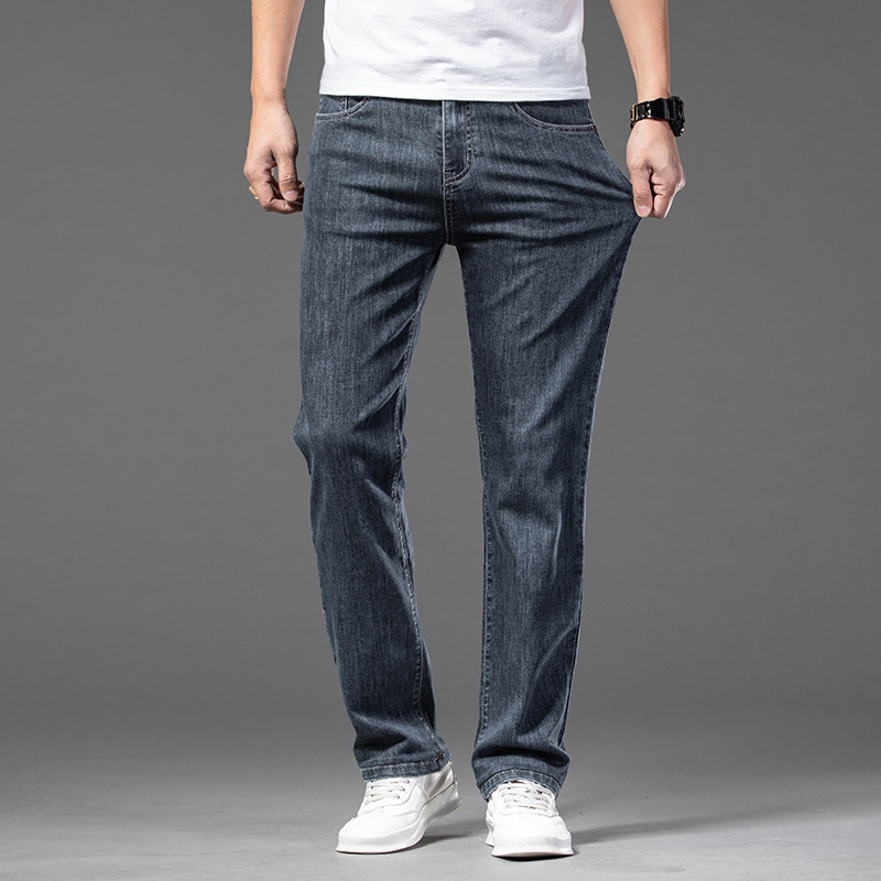 Men's Casual Half Elastic Waist Stretch Denim Trousers — photo 7