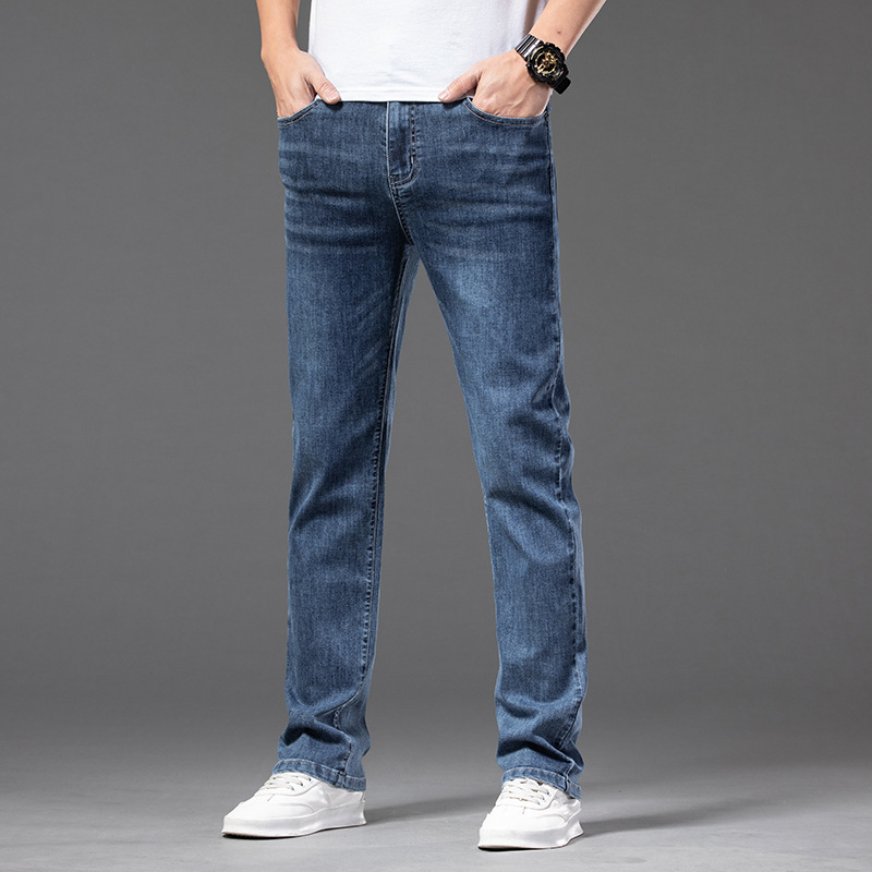 Men's Casual Half Elastic Waist Stretch Denim Trousers — photo 8