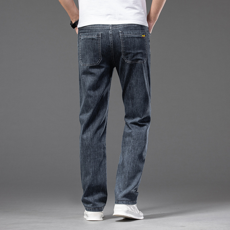 Men's Casual Half Elastic Waist Stretch Denim Trousers — photo 9