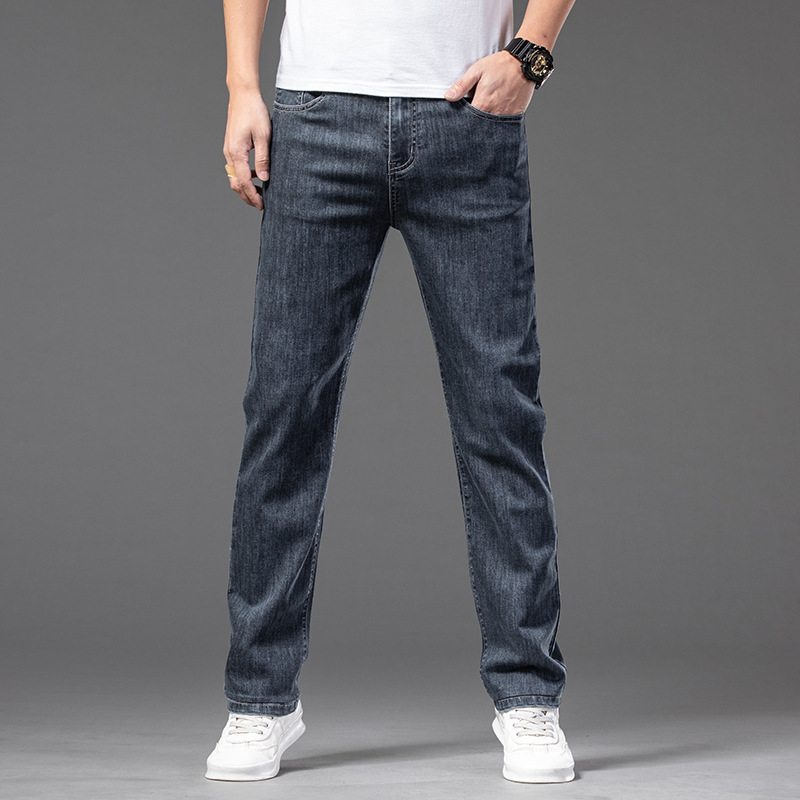 Men's Casual Half Elastic Waist Stretch Denim Trousers — photo 10