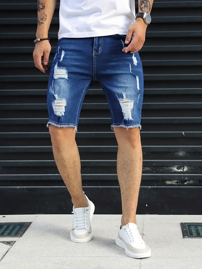 Leisure Ripped Slim Fit Denim Shorts — photo 5