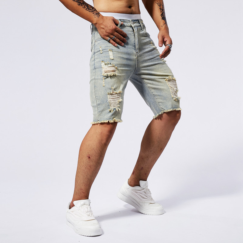 Leisure Ripped Slim Fit Denim Shorts — photo 10