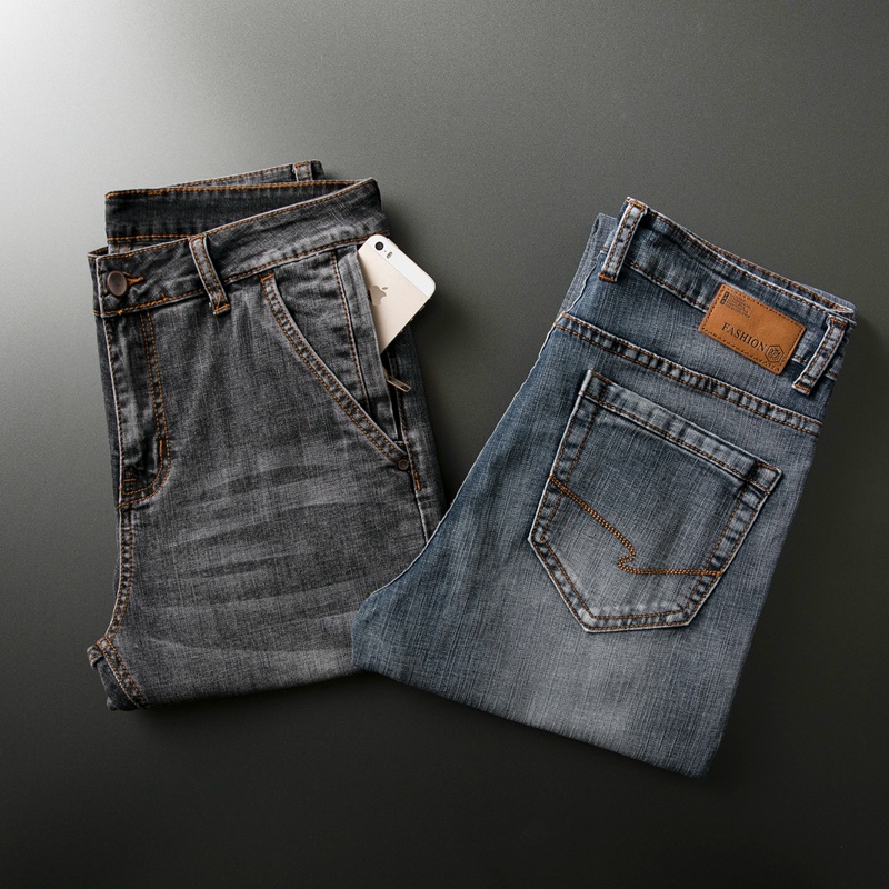 Straight Elastic Anti-theft Zipper Business Casual Denim Men's Pants — photo 4