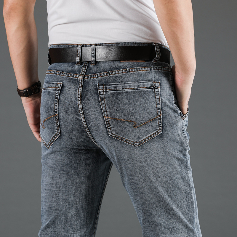 Straight Elastic Anti-theft Zipper Business Casual Denim Men's Pants — photo 7