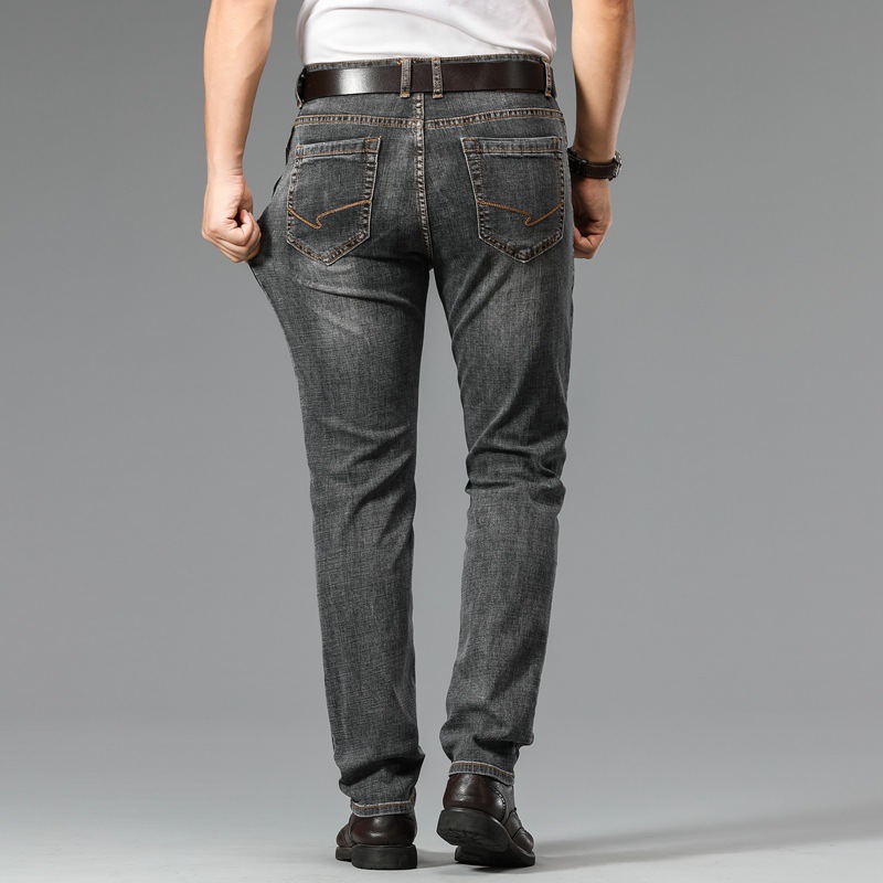 Straight Elastic Anti-theft Zipper Business Casual Denim Men's Pants — photo 8
