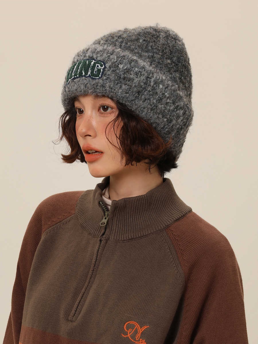 Wool Blend Vintage Gradient Embroidery Knitted Hat Women — photo 4