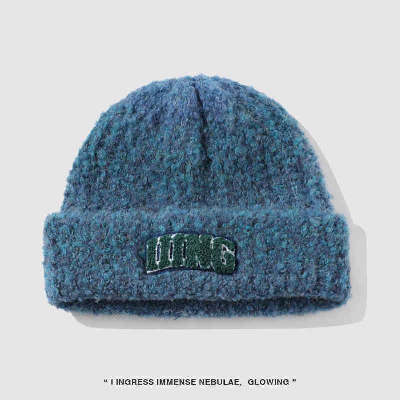 Wool Blend Vintage Gradient Embroidery Knitted Hat Women — photo 9