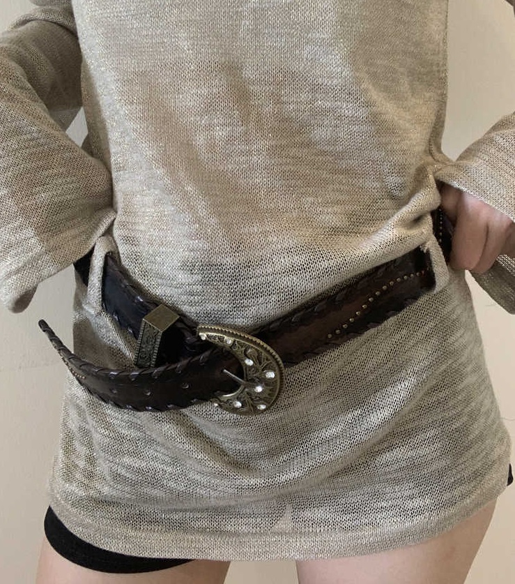Special-interest Design Vintage Distressed Threading Rivet Belt — photo 3