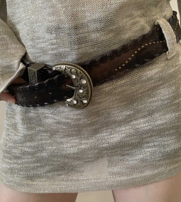 Special-interest Design Vintage Distressed Threading Rivet Belt — photo 4