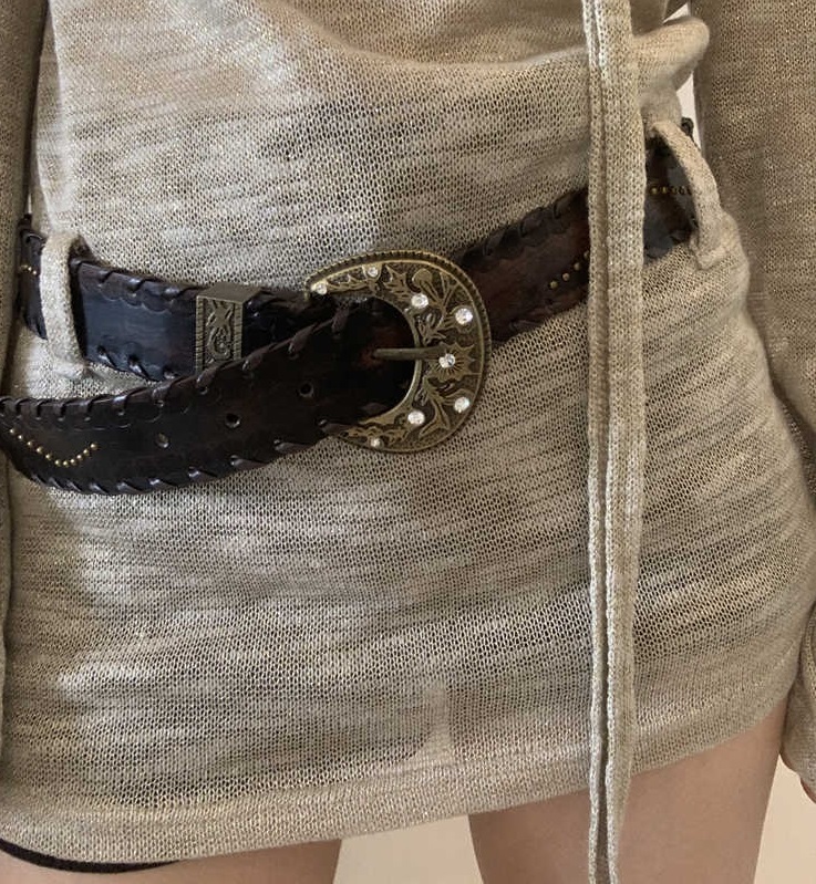 Special-interest Design Vintage Distressed Threading Rivet Belt — photo 5