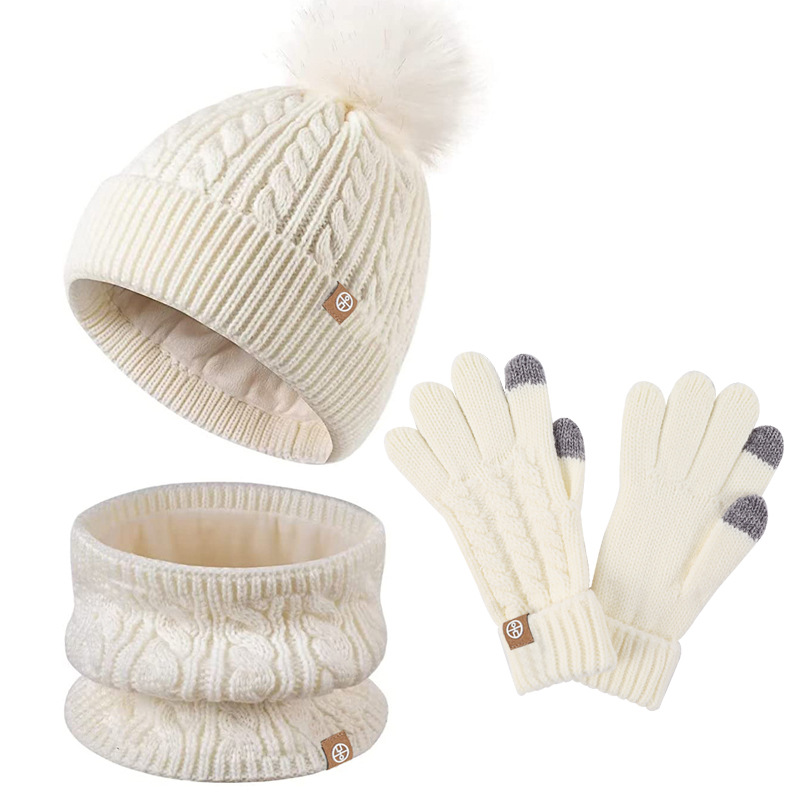 Winter Warm Plush Children's Scarf Hat Gloves Suit — photo 3